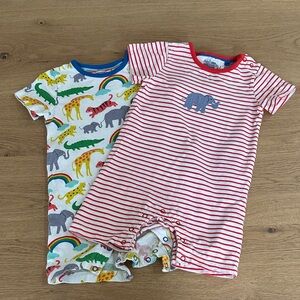 Baby Boden Striped Red & Animal Print Rompers